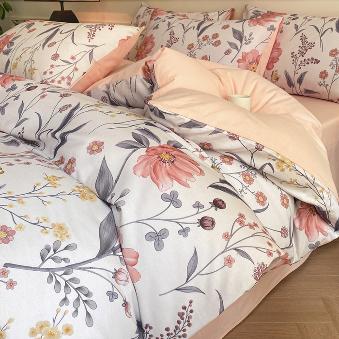 91家纺网 家纺一手货源 找家纺 雅居纺家纺 2024新款全棉印花磨毛四件套 花样年华