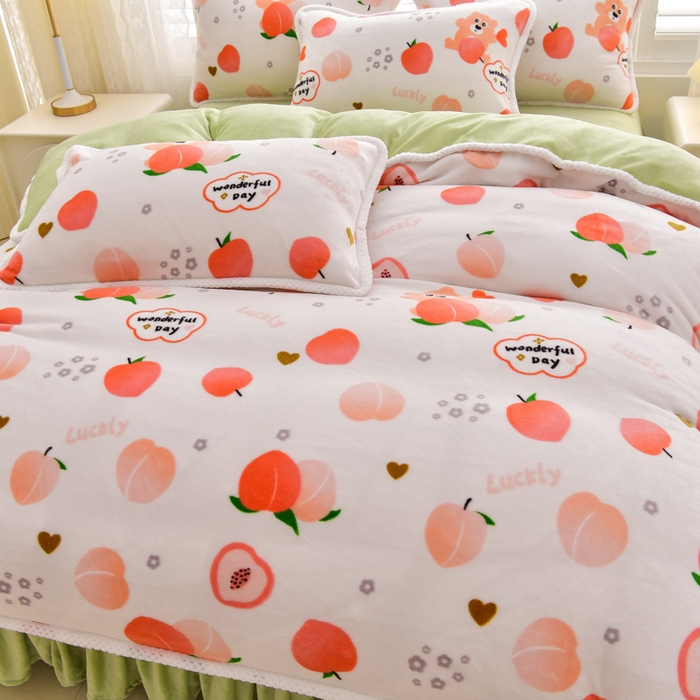 91家纺网 家纺一手货源 找家纺 绒耀 2025新款高克重牛奶绒四件套保暖四件套直播爆款电商爆款 水蜜桃