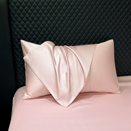 家居1号家纺 2024新款50双股新疆长绒棉纯色四件套单品系列-单枕套 枕套纯享-粉