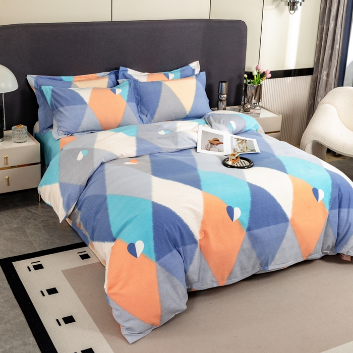 91家纺网 家纺一手货源 找家纺 威布斯家居 2024新款AA版全棉加厚磨毛四件套 梦剧院-蓝