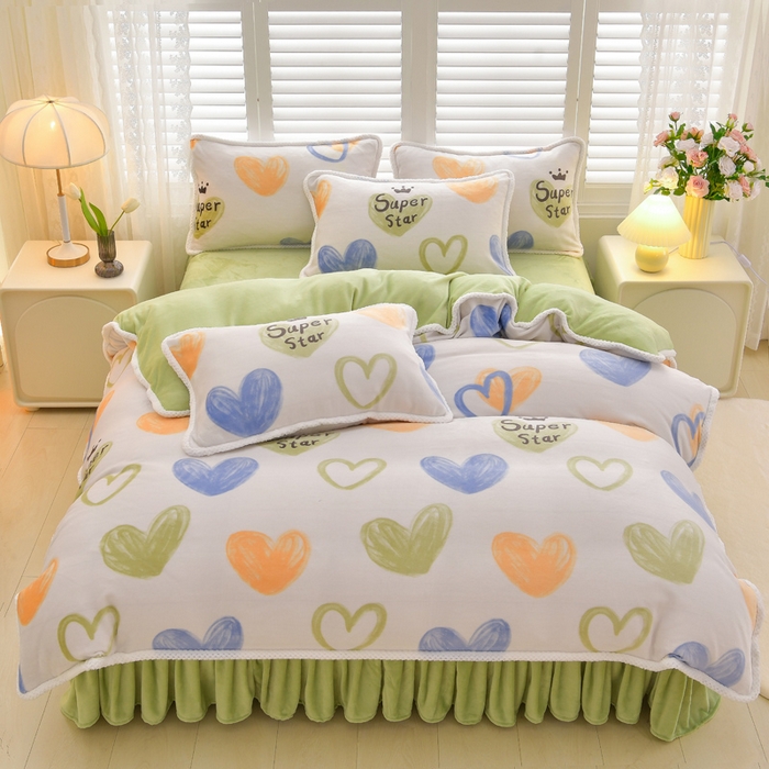 91家纺网 家纺一手货源 找家纺 绒耀 2025新款高克重牛奶绒四件套保暖四件套直播爆款电商爆款 怦然心动