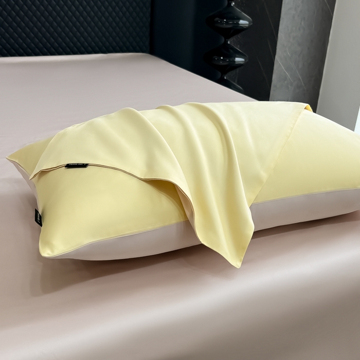 91家纺网 家纺一手货源 找家纺 家居1号家纺 2024新款50双股新疆长绒棉纯色四件套单品系列-单枕套 枕套共享-旭日+玫瑰金