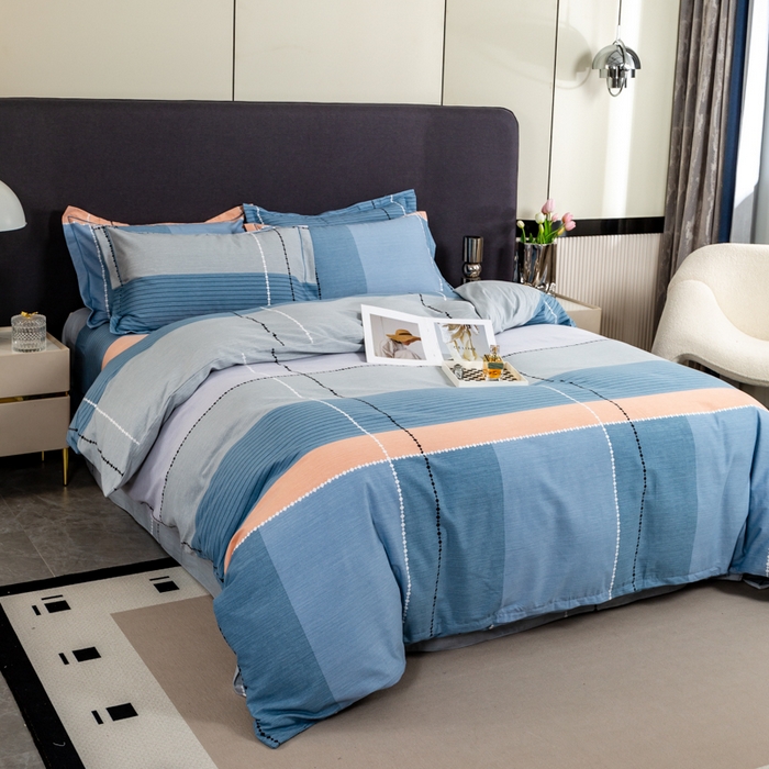 91家纺网 家纺一手货源 找家纺 威布斯家居 2024新款AA版全棉加厚磨毛四件套 米格鲁-蓝