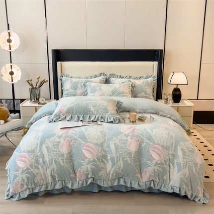 91家纺网 家纺一手货源 找家纺 （总）2024新品A类牛奶绒韩版雕花四件套