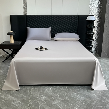 家居1号家纺 2024新款50双股新疆长绒棉纯色四件套单品系列-单床单 床单共享-高级灰+太空灰