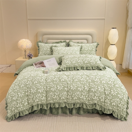 91家纺网 家纺一手货源 找家纺 （总）2024新品A类牛奶绒韩版雕花四件套