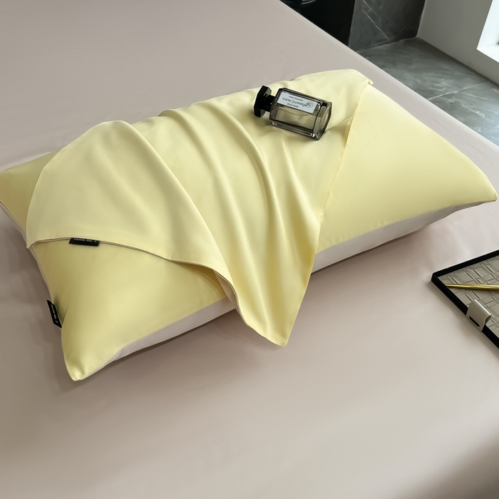 91家纺网 家纺一手货源 找家纺 家居1号家纺 2024新款50双股新疆长绒棉纯色四件套单品系列-单枕套 枕套共享-旭日+玫瑰金