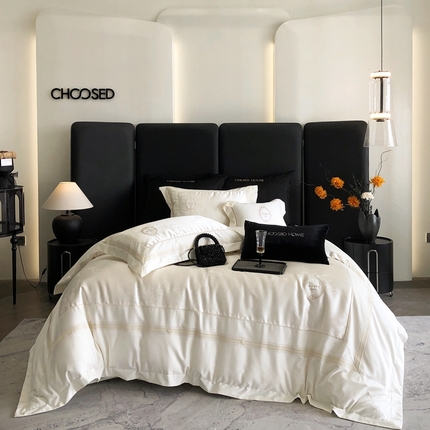 初拾 2024新款高精密色织提花100s澳棉四件套—星河漫步 星河漫步-通透白