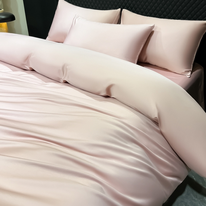 91家纺网 家纺一手货源 找家纺 家居1号家纺 2024新款50双股新疆长绒棉纯色四件套单品系列-四件套 纯享-粉