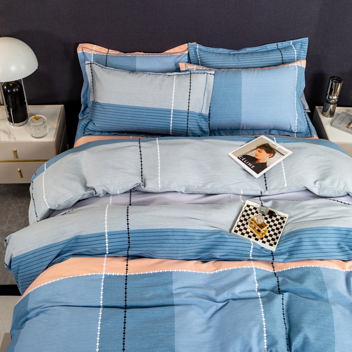 91家纺网 家纺一手货源 找家纺 威布斯家居 2024新款AA版全棉加厚磨毛四件套 米格鲁-蓝