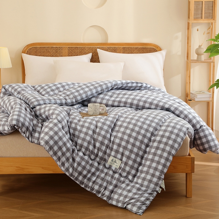 91家纺网 家纺一手货源 找家纺 （总）优布加 2024新款色织水洗棉格斜抗菌良品系列大豆被冬被