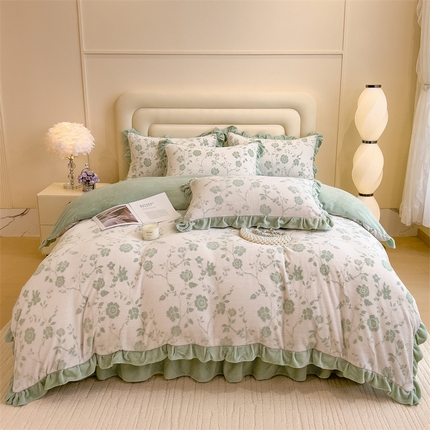 91家纺网 家纺一手货源 找家纺 （总）2024新品A类牛奶绒韩版雕花四件套