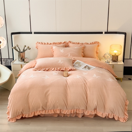 91家纺网 家纺一手货源 找家纺 （总）2024新品A类牛奶绒韩版雕花四件套