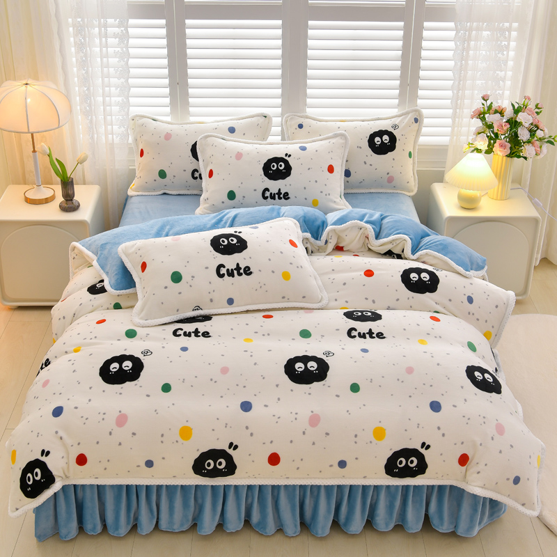 91家纺网 家纺一手货源 找家纺 绒耀 2025新款高克重牛奶绒四件套保暖四件套直播爆款电商爆款 哈喽小黑