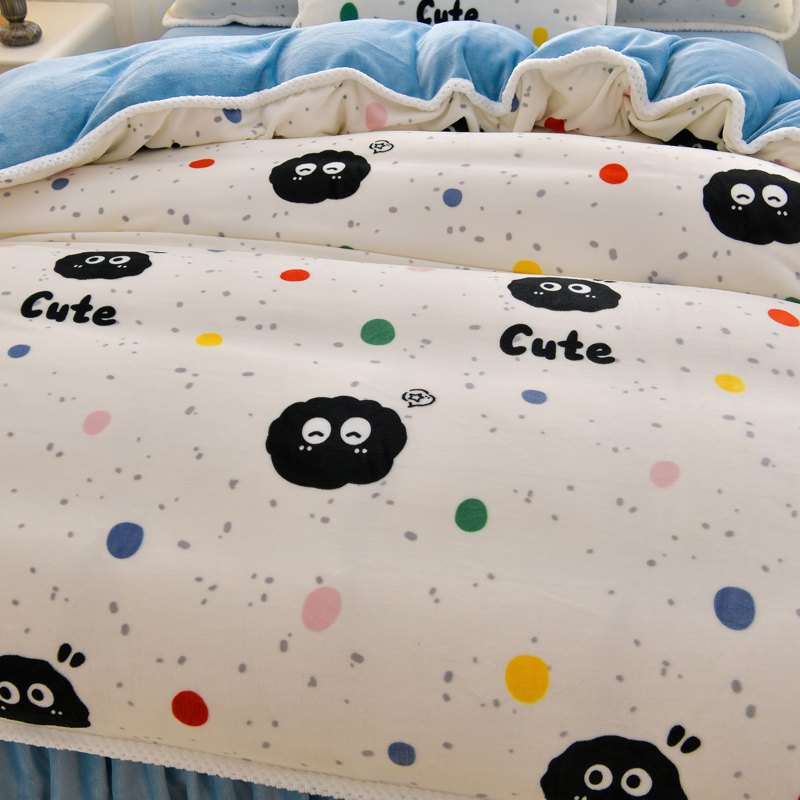 91家纺网 家纺一手货源 找家纺 绒耀 2025新款高克重牛奶绒四件套保暖四件套直播爆款电商爆款 哈喽小黑