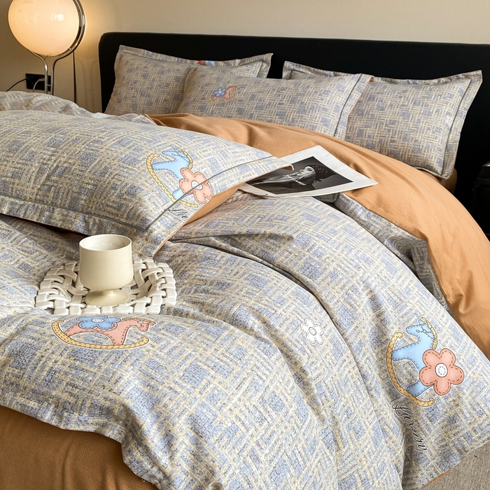 91家纺网 家纺一手货源 找家纺 莱通家纺 2024秋冬新款超柔喷气加厚磨毛四件套 芙拉