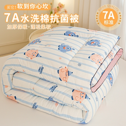 91家纺网 家纺一手货源 找家纺 （总）欢乐季  2025新款7A抗菌水洗棉印花冬被四季被+被芯秋冬加厚被芯四季被子