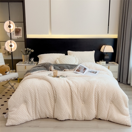 2024新品塔肤绒保暖舒适冬被子被芯 布拉格-象牙白