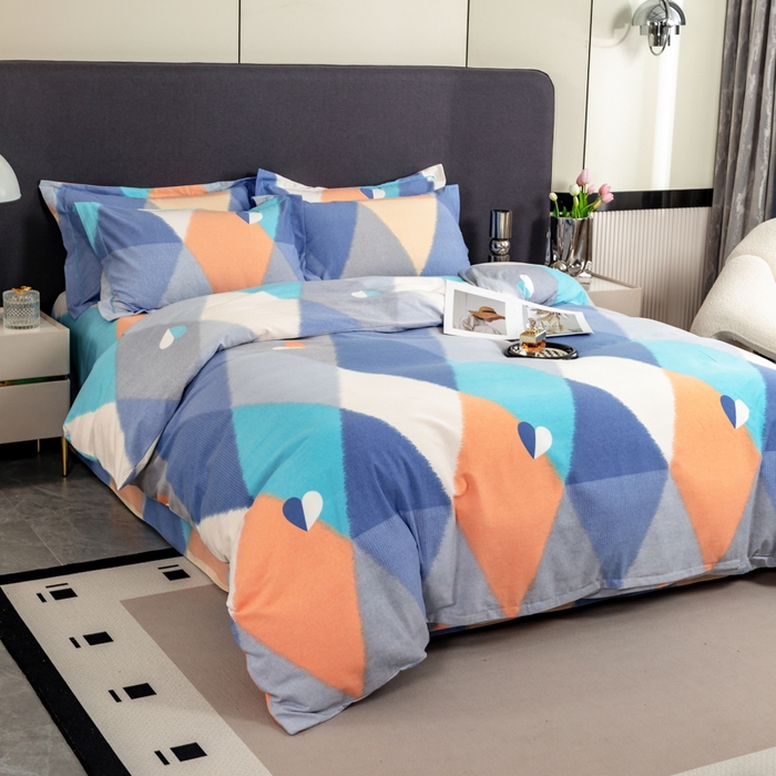 91家纺网 家纺一手货源 找家纺 威布斯家居 2024新款AA版全棉加厚磨毛四件套 梦剧院-蓝