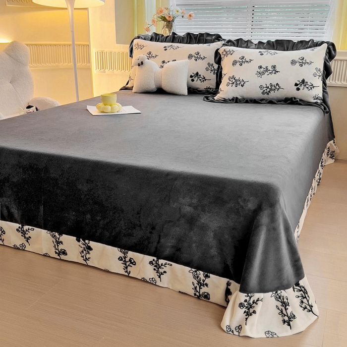 91家纺网 家纺一手货源 找家纺 找底底家纺 2024新款牛奶绒印花四件套 素雅