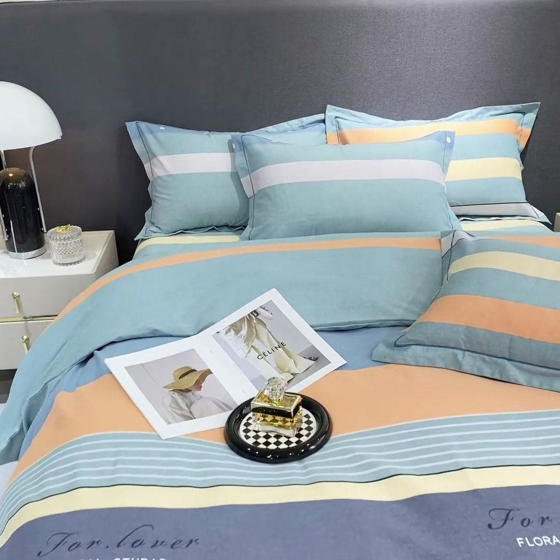 91家纺网 家纺一手货源 找家纺 威布斯家居 2024新款AA版全棉加厚磨毛四件套 酷派-绿