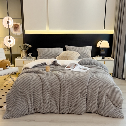 2024新品塔肤绒保暖舒适冬被子被芯 布拉格-浅灰
