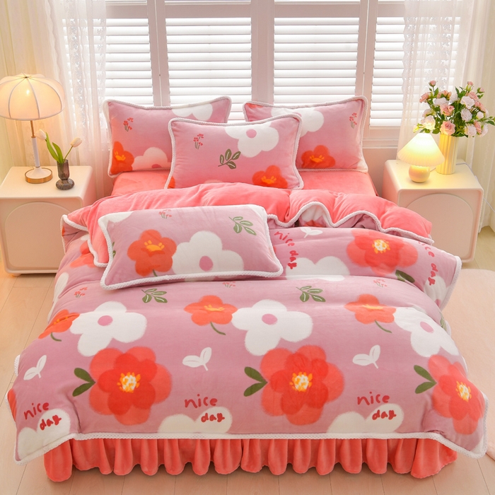 91家纺网 家纺一手货源 找家纺 绒耀 2025新款高克重牛奶绒四件套保暖四件套直播爆款电商爆款 秘密花园