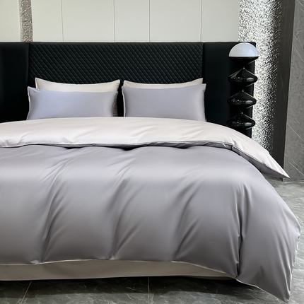 家居1号家纺 2024新款50双股新疆长绒棉纯色四件套单品系列-四件套 共享-高级灰+太空灰