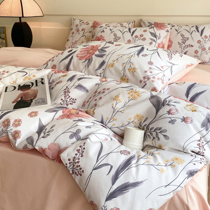 91家纺网 家纺一手货源 找家纺 雅居纺家纺 2024新款全棉印花磨毛四件套 花样年华