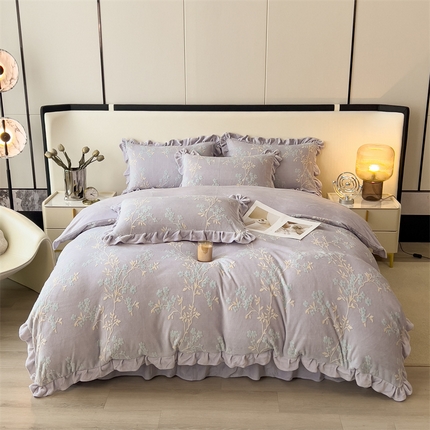 91家纺网 家纺一手货源 找家纺 （总）2024新品A类牛奶绒韩版雕花四件套