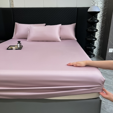 家居1号家纺 2024新款50双股新疆长绒棉纯色四件套单品系列-单床笠 床笠-纯雅-伯爵紫
