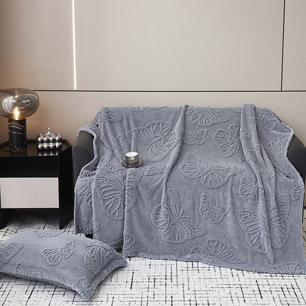91家纺网 家纺一手货源 找家纺 （总）2025新款加厚高克重塔芙蓉提花毛毯-蝴蝶系列