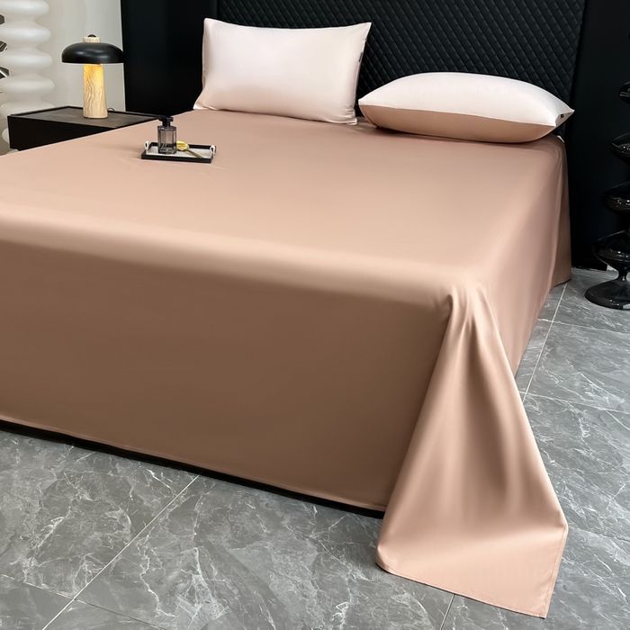 91家纺网 家纺一手货源 找家纺 家居1号家纺 2024新款50双股新疆长绒棉纯色四件套单品系列-单床单 床单共享-巧克力