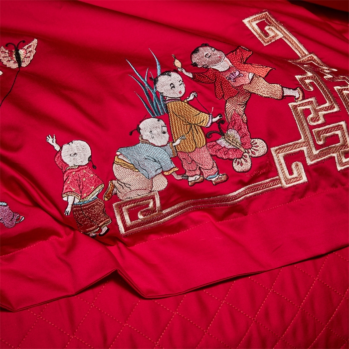 91家纺网 家纺一手货源 找家纺 宏羽纺家纺 2024新款13372纯棉婚庆套件系列百子圆圆