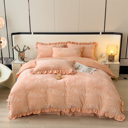 91家纺网 家纺一手货源 找家纺 （总）2024新品A类牛奶绒韩版雕花四件套