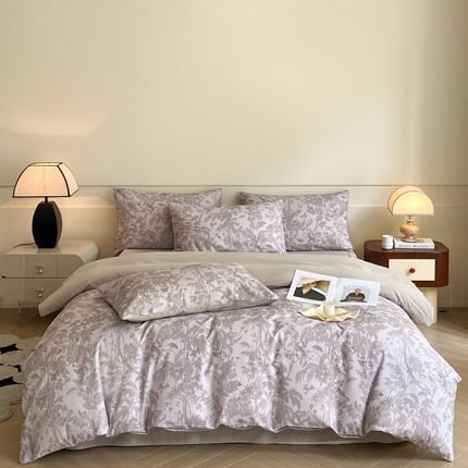 雅居纺家纺 2024新款全棉印花磨毛四件套 竹空生野