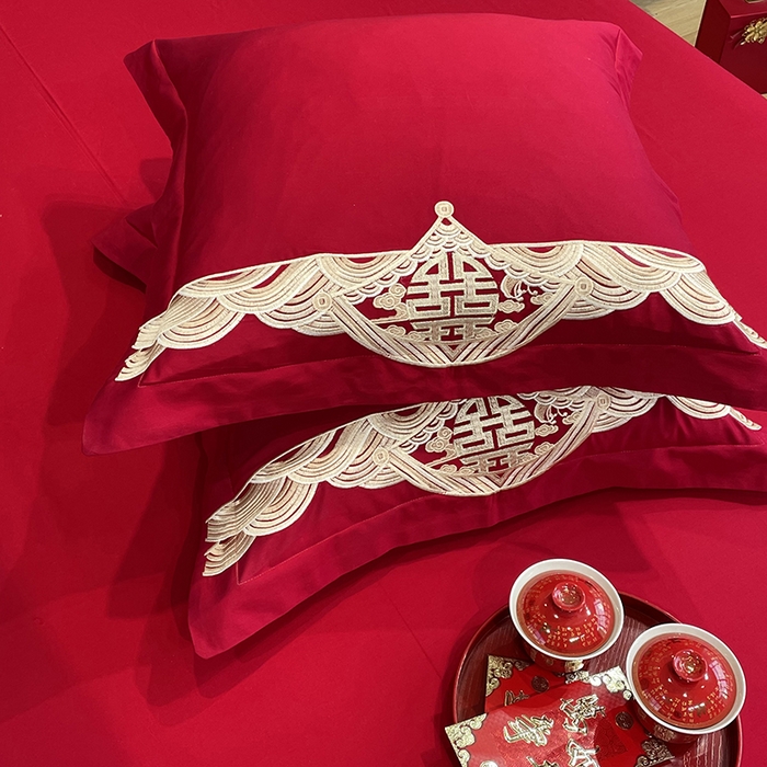 91家纺网 家纺一手货源 找家纺 用心 2024新款亲肤加厚磨毛新中式婚庆四件套多件套 花语