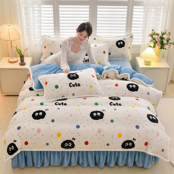 91家纺网 家纺一手货源 找家纺 绒耀 2025新款高克重牛奶绒四件套保暖四件套直播爆款电商爆款 哈喽小黑