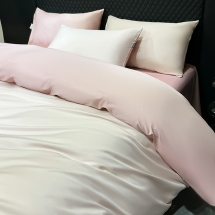91家纺网 家纺一手货源 找家纺 家居1号家纺 2024新款50双股新疆长绒棉纯色四件套单品系列-单被套 共享-桃粉+粉