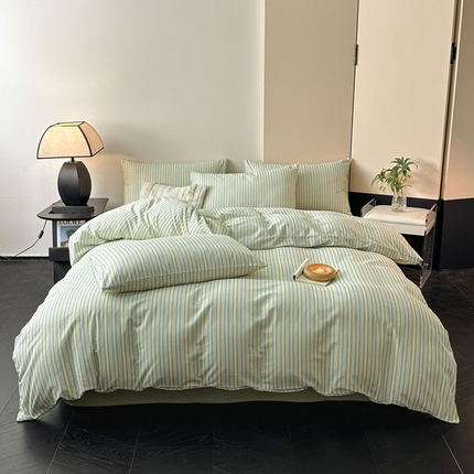 雅居纺家纺 2024新款全棉印花磨毛四件套 米兰绿