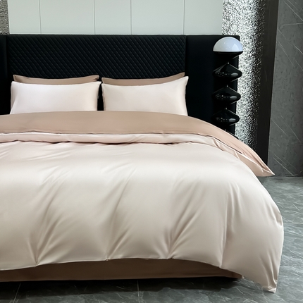 91家纺网 家纺一手货源 找家纺 家居1号家纺 2024新款50双股新疆长绒棉纯色四件套单品系列-四件套 共享-巧克力