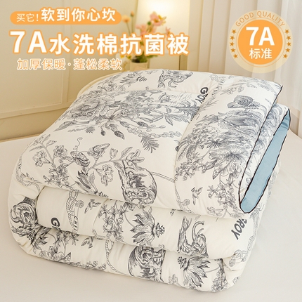 91家纺网 家纺一手货源 找家纺 （总）欢乐季  2025新款7A抗菌水洗棉印花冬被四季被+被芯秋冬加厚被芯四季被子