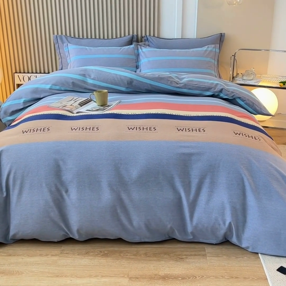 91家纺网 家纺一手货源 找家纺 威布斯家居 2024新款AA版全棉加厚磨毛四件套 罗拉-灰