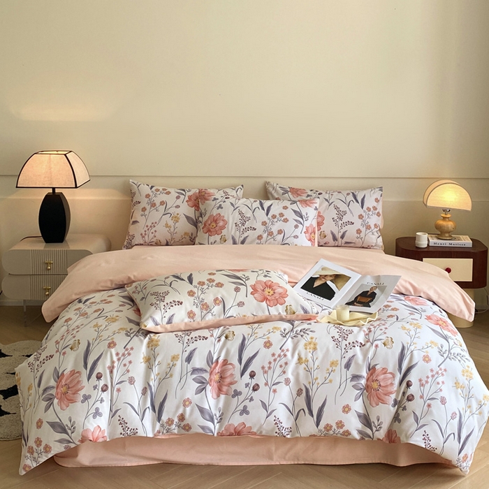 91家纺网 家纺一手货源 找家纺 雅居纺家纺 2024新款全棉印花磨毛四件套 花样年华