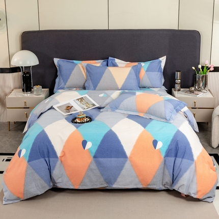 威布斯家居 2024新款AA版全棉加厚磨毛四件套 梦剧院-蓝