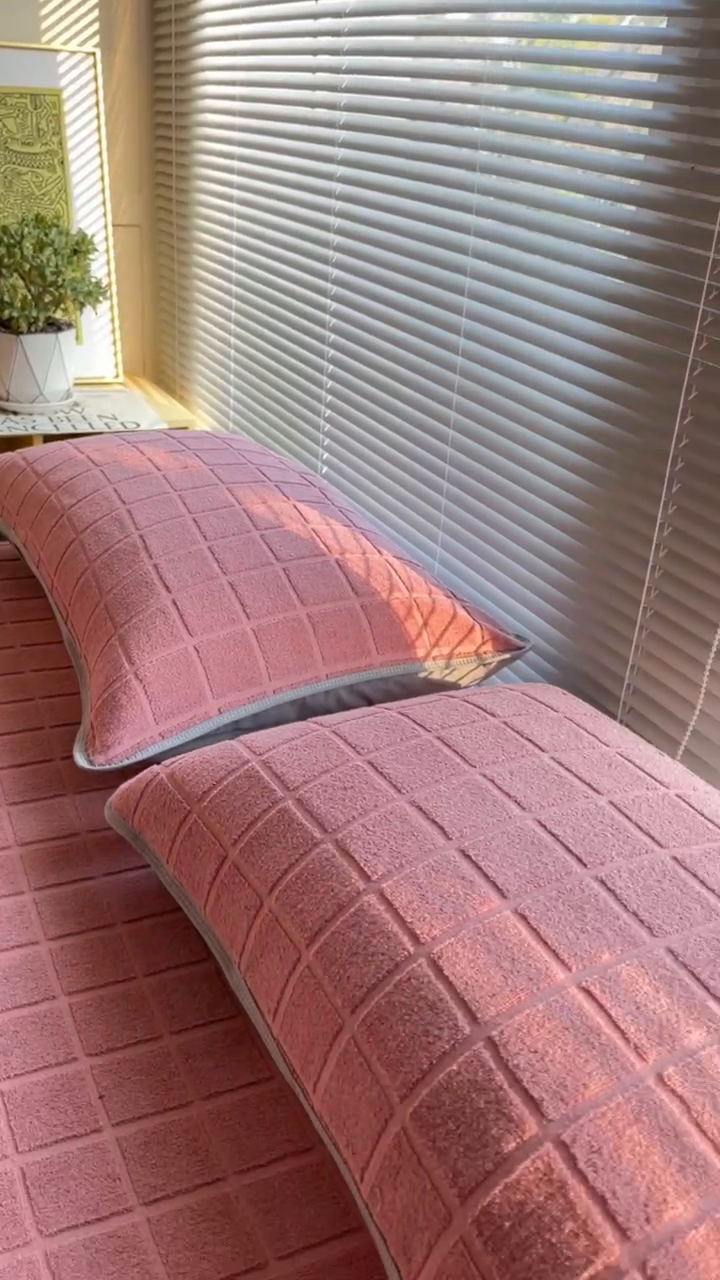 91家纺网 家纺一手货源 找家纺 爱港家纺 2024新款全棉A类毛巾被升级款单人枕巾枕芯保护套枕套 暖棉-红