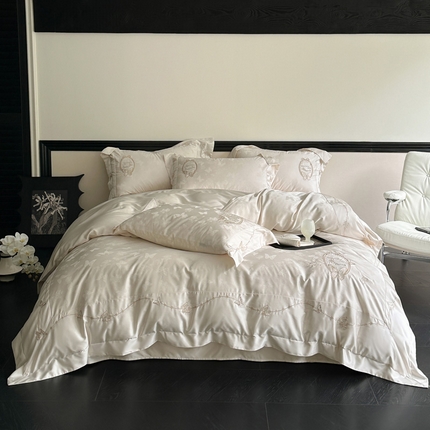 爱缦 2024新款100支兰精天丝棉四件套--蝶舞星光系列 白百合