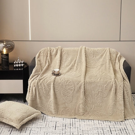 91家纺网 家纺一手货源 找家纺 （总）2025新款加厚高克重塔芙蓉提花毛毯-蝴蝶系列