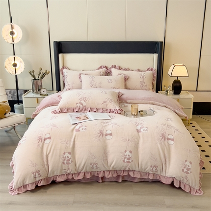 91家纺网 家纺一手货源 找家纺 （总）2024新品A类牛奶绒韩版雕花四件套