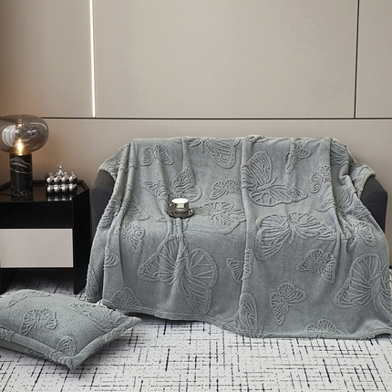 91家纺网 家纺一手货源 找家纺 （总）2025新款加厚高克重塔芙蓉提花毛毯-蝴蝶系列